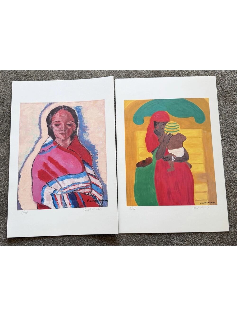C. Clark Minton Signed Limited Edition Prints Lot (2) Portrait Indian Women Art